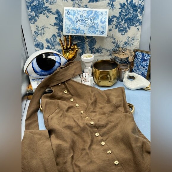 🆕 CULT GAIA 🧿 NWOT Romia Button-Detail Dress, Affogato Brown - Sz XS - Picture 2 of 14